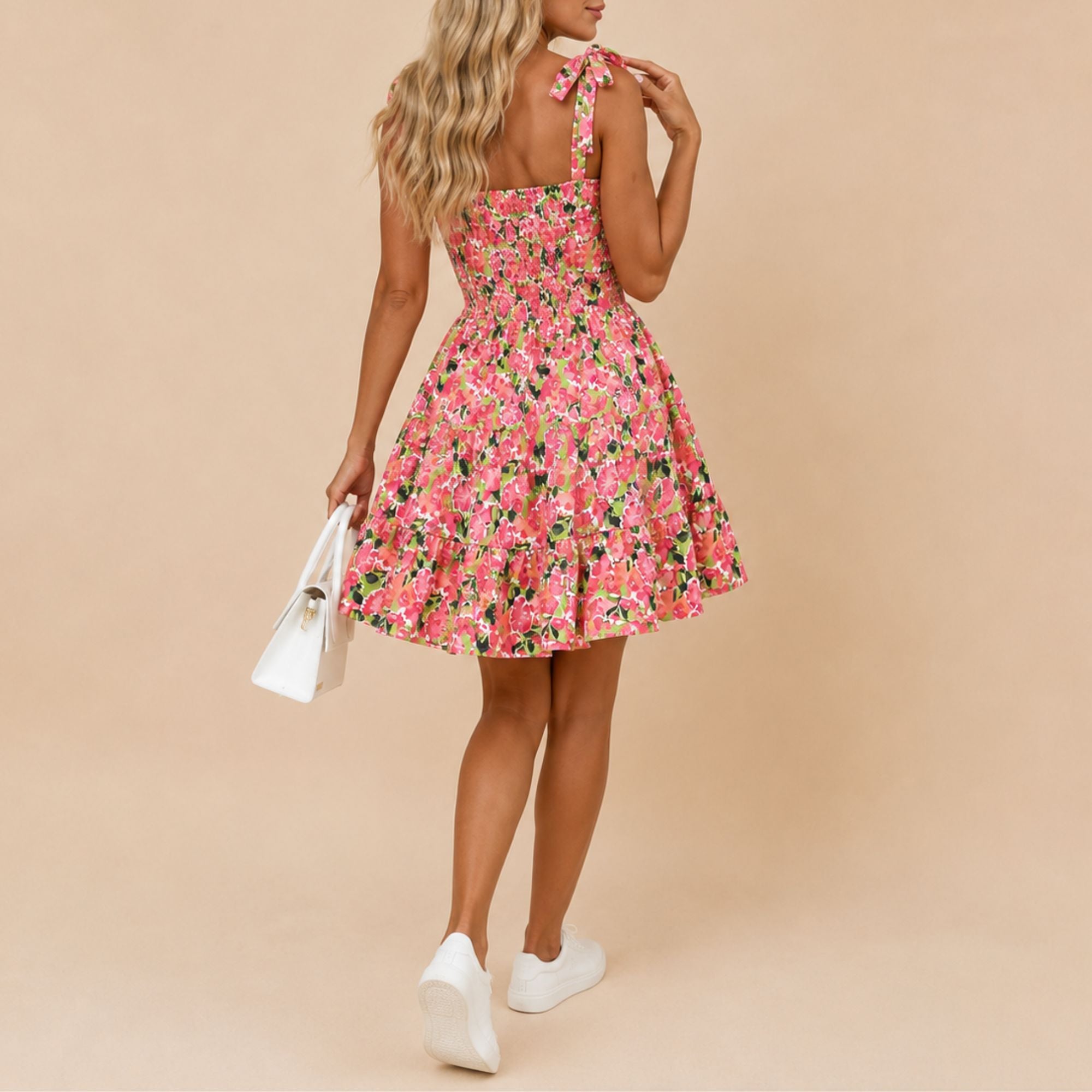 Floral Summer Dress met Strikbandjes