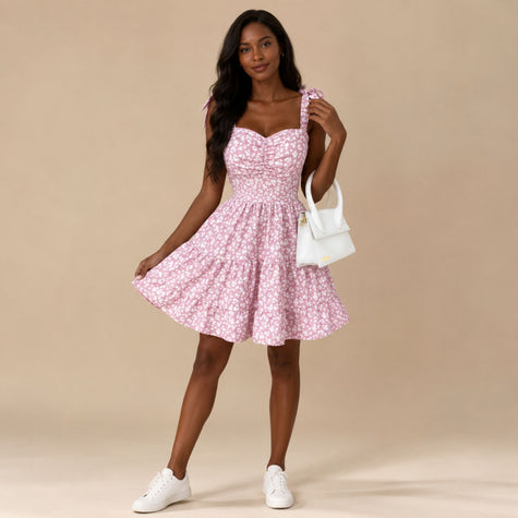 Floral Summer Dress met Strikbandjes